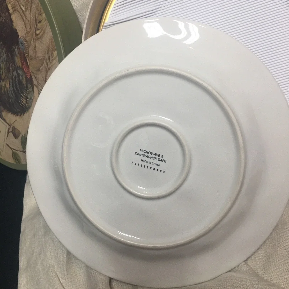 Pottery Barn Fresco Birds Turkey Thanksgivings‎ Salad Dessert Plates Set OF 4